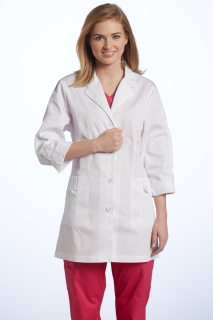 30&#8216;&#8216; Length, Roll-up Sleeve Labcoat-White Cross