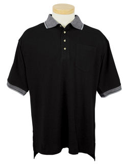 Mercury-Mens Cotton Pique Pocketed Golf Shirt With Jacquard Trim-Tri-Mountain