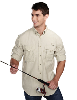 Marlin-Men Nylon Long Sleeve Shirt With Upf Protection And Ventilated Back-TM Performance