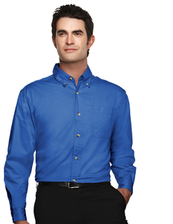 Ambassador-Mens 60/40 Easy Care Long Sleeve Twill Shirt-Tri-Mountain