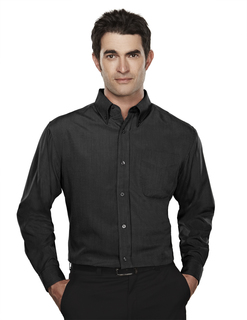 Convention-Mens Rayon/Poly Long Sleeve Shirt With Mini-Houndstooth Pattern-Tri-Mountain