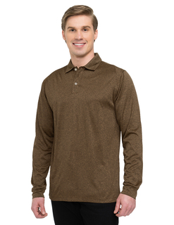 Gallant Long Sleeve-Mens 5 Oz 100% Polyester Heather Jersey Long Sleeve Polo With Ultracool™ Moisture-Wicking Tech-Tri-Mountain Gold