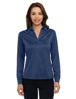 Gala Long Sleeve-Womens 5 Oz 100% Polyester Heather Jersey Long Sleeve Polo Featuring Ultracool™ Moisture-Wicking-Tri-Mountain Gold