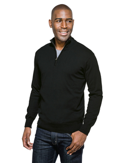 Quentin-Mens 82% Cotton/18% Nylon Fine Gauge 1/4-Zip Sweater-Tri-Mountain