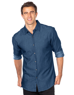 Dylan-Mens Long Sleeve Denim Shirt-Tri-Mountain