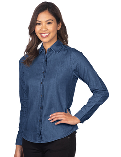 Dionne-Womens Long Sleeve Denim Shirt-Tri-Mountain