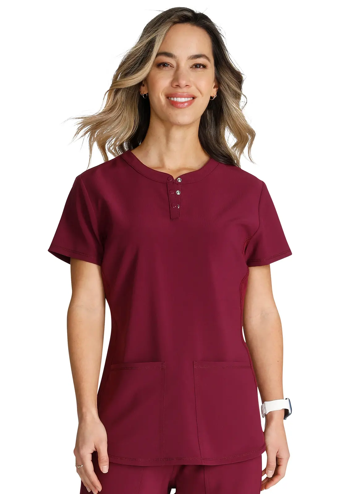 Cherokee Snap Front Henley Top-Cherokee Uniforms