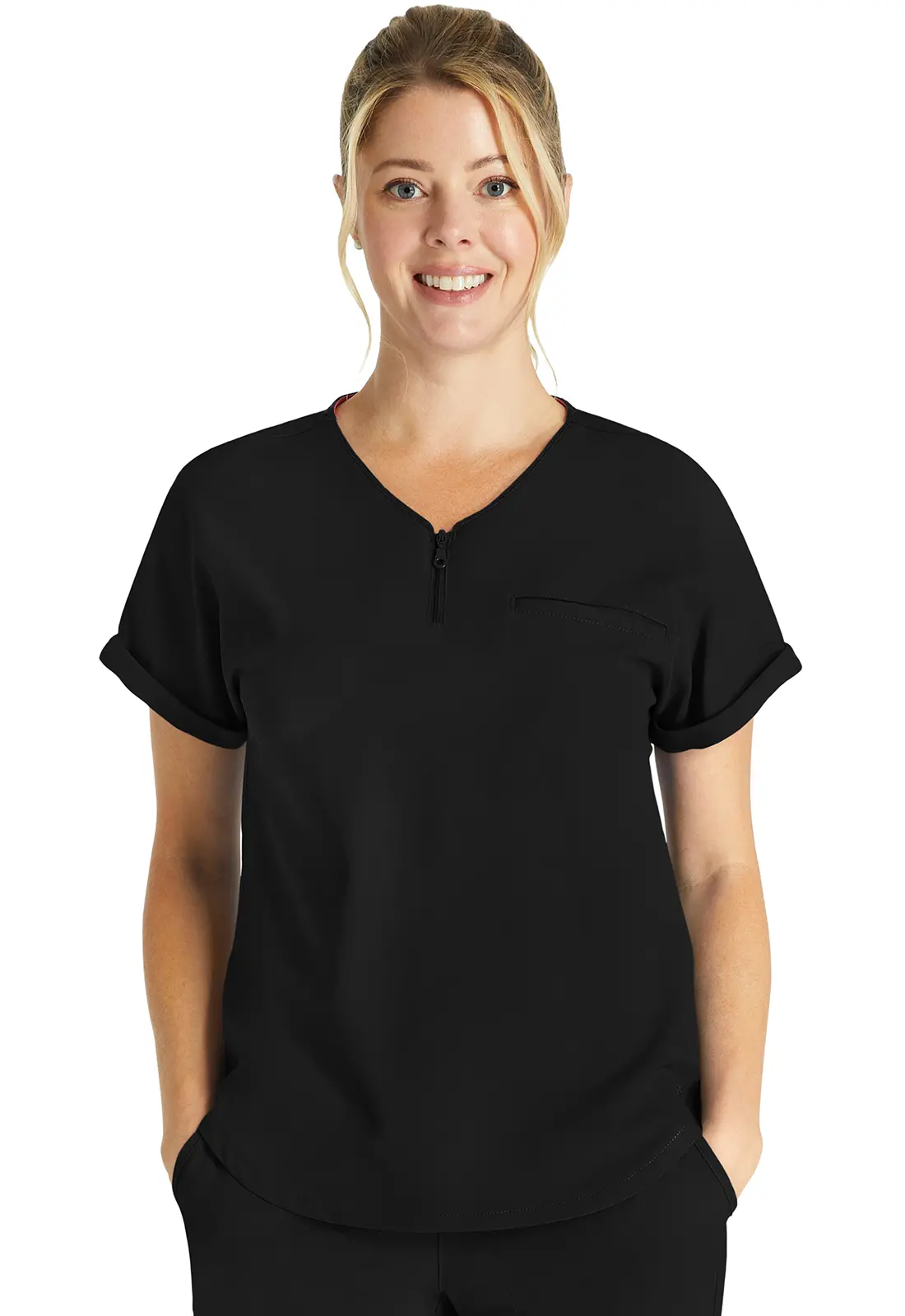 ALLURA RESERVE Zip V-Neck Tuckable Top-Cherokee Uniforms