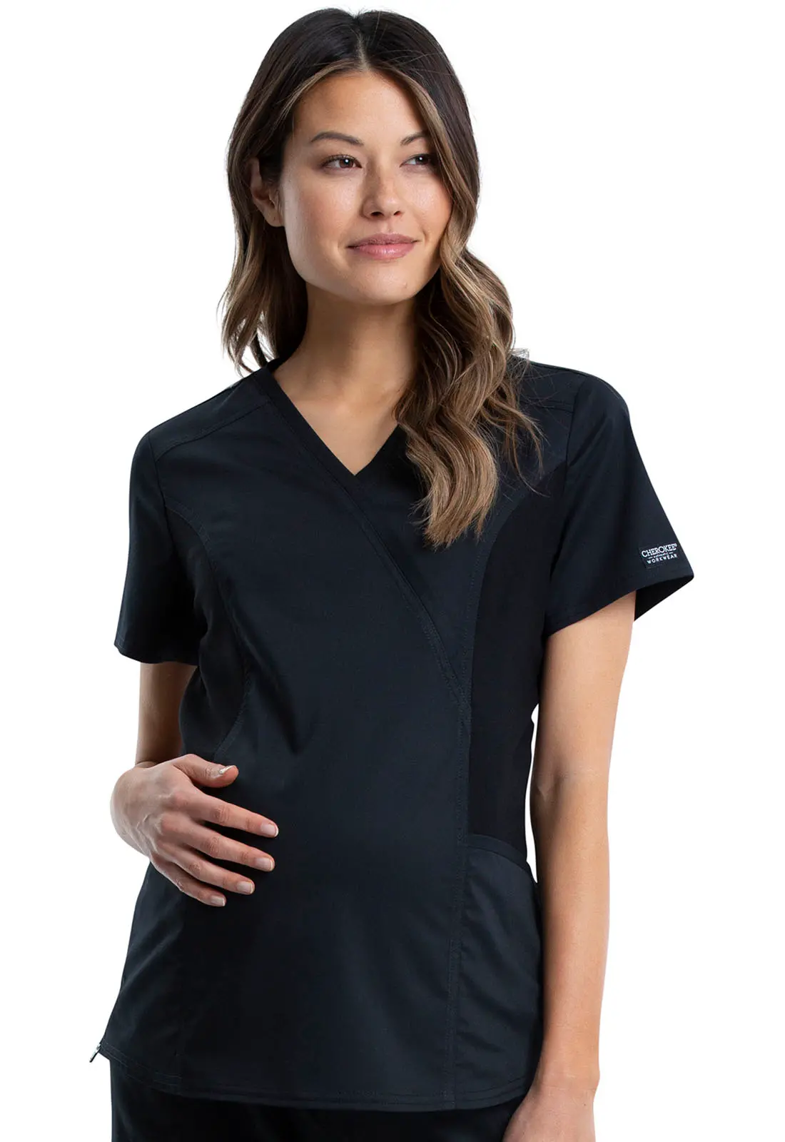 Maternity Mock Wrap Top-Cherokee Workwear