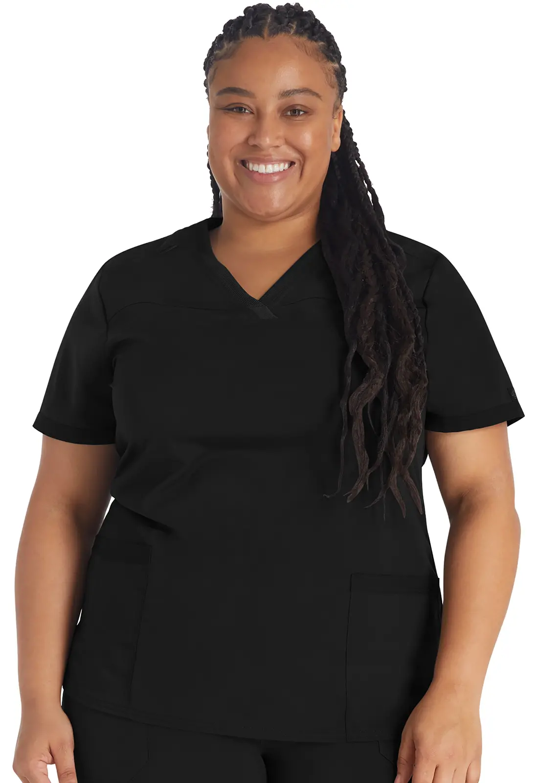 V-Neck Top With Rib Knit Panels-Dickies Medical