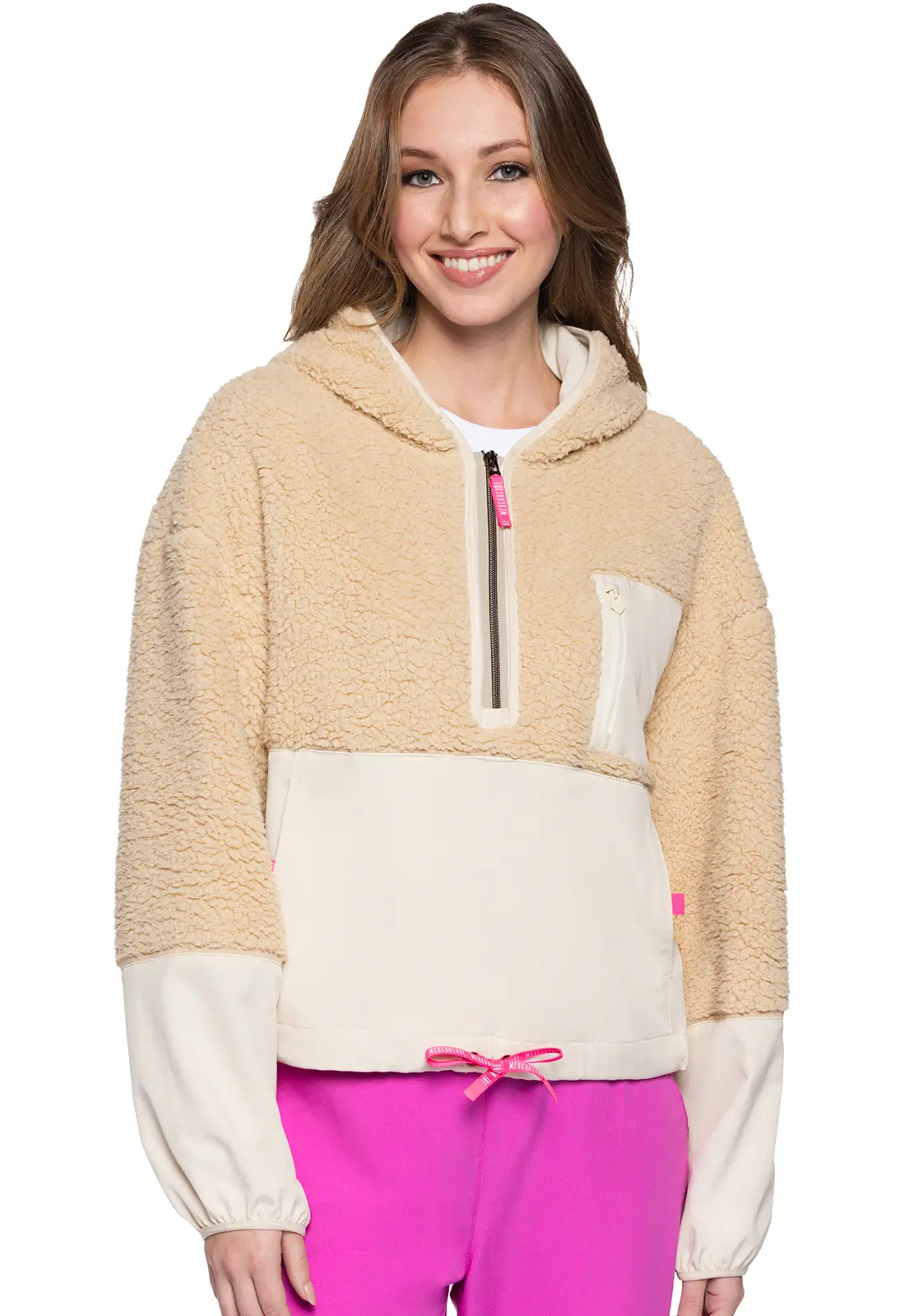 MC LIFESTYLE Two-Tone Sherpa Hooded Zip Pullover