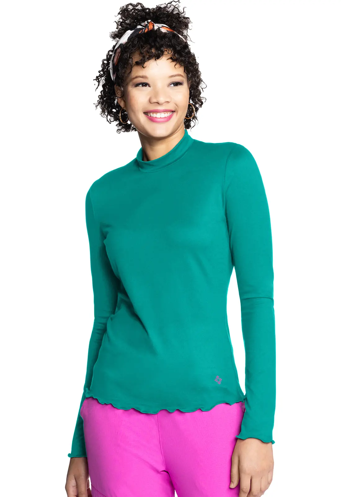 Long Sleeve Lettuce Edge Underscrub-Med Couture