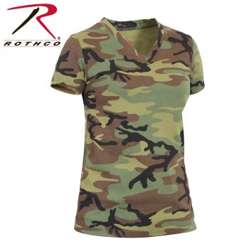5653_Rothco Womens Long Length Camo V-Neck T-Shirt-Rothco