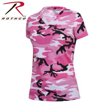 5654_Rothco Womens Long Length Camo V-Neck T-Shirt-Rothco