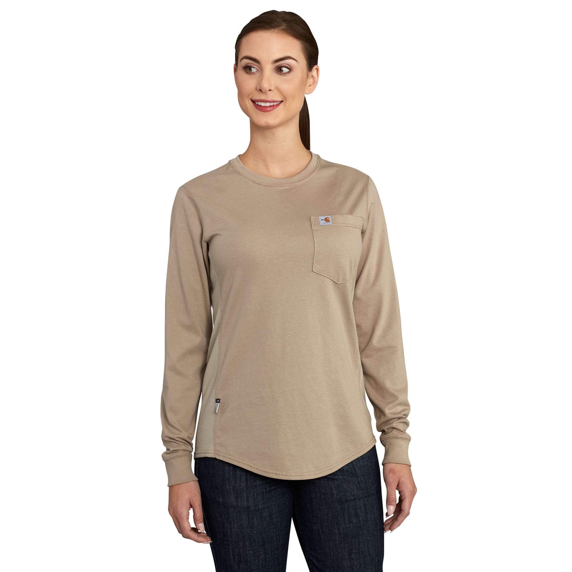 Women&#8216;s Flame-Resistant Force Cotton Long-Sleeve Crewneck T-Shirt-Carhartt