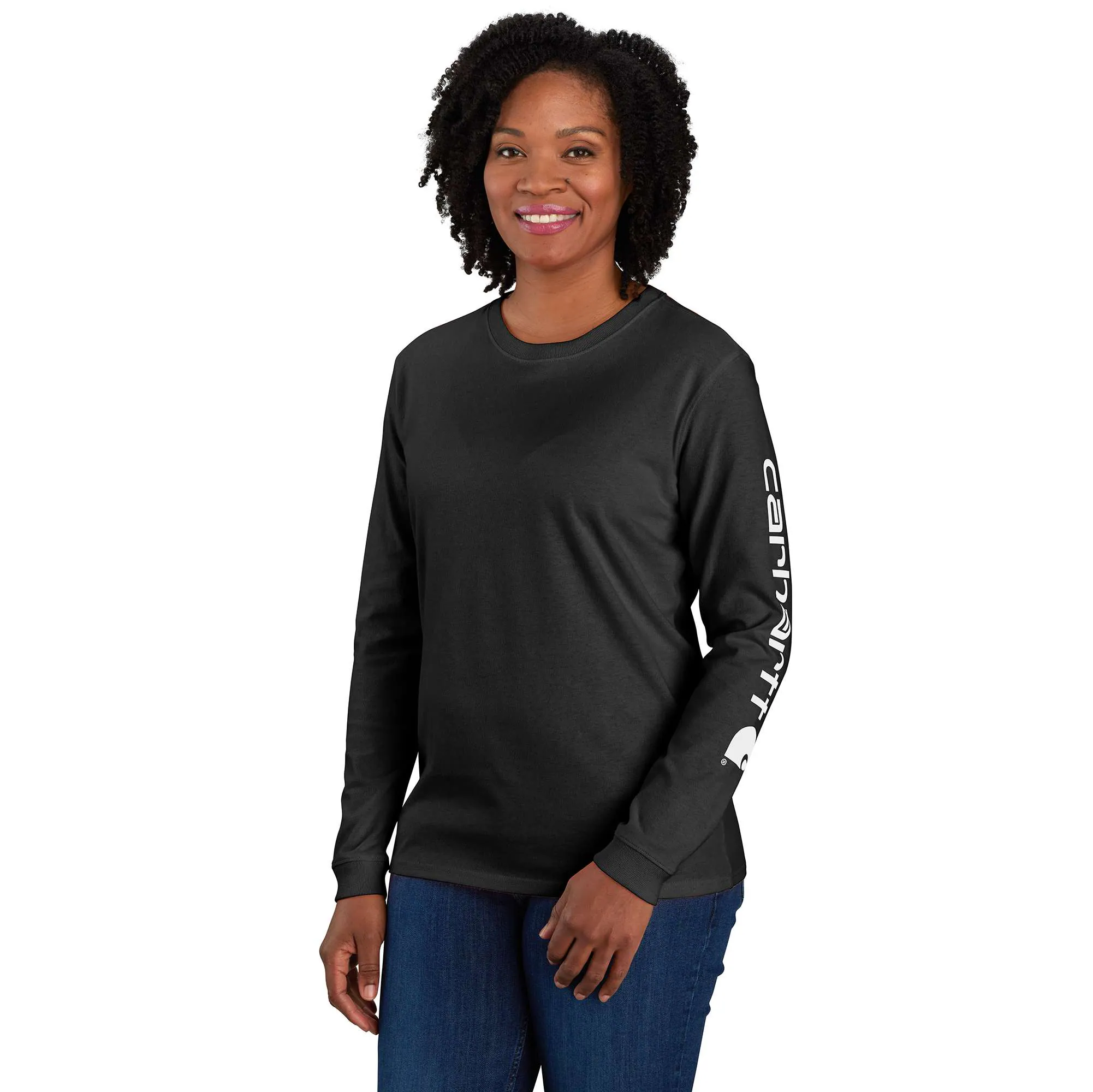 Women&#8216;s Loose Fit Heavyweight Long-Sleeve Logo Sleeve Graphic T-Shirt-Carhartt