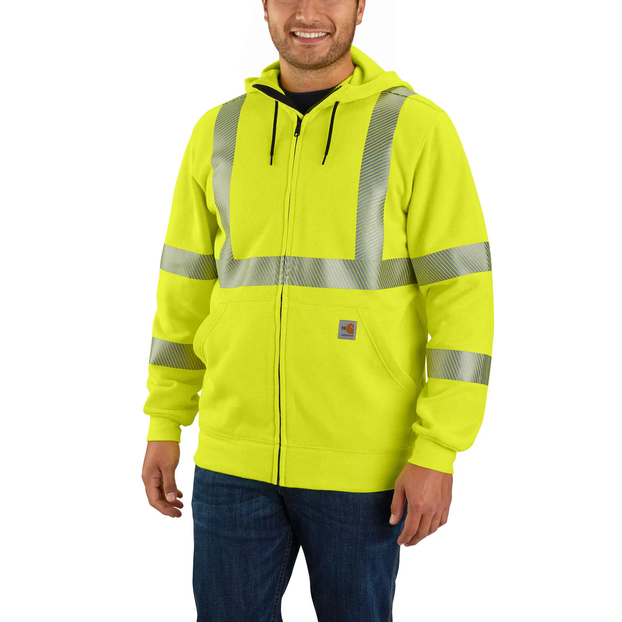 Flame Resistant High-Visibility Force Loose Fit Midweight Full-Zip Class 3 Sweatshirt-Carhartt