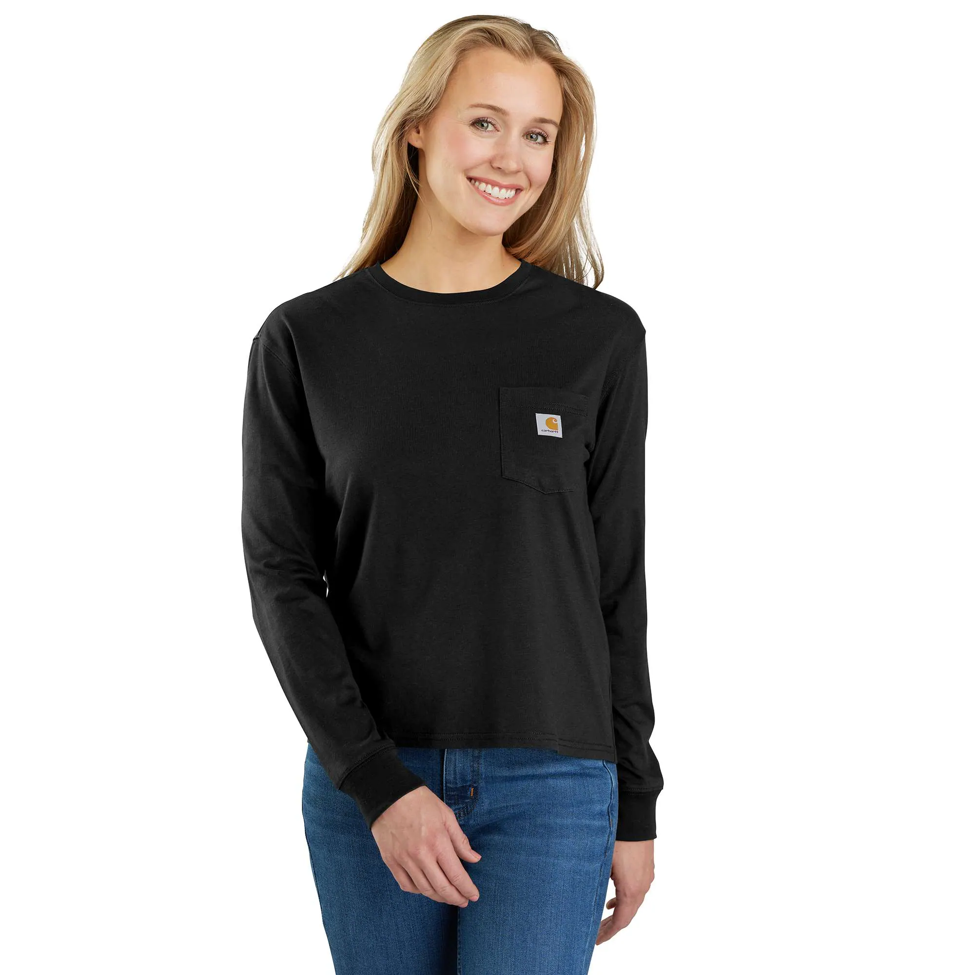 Women‘s TENCEL™ Fiber Series Loose Fit Long-Sleeve Crewneck Pocket T-Shirt-Carhartt