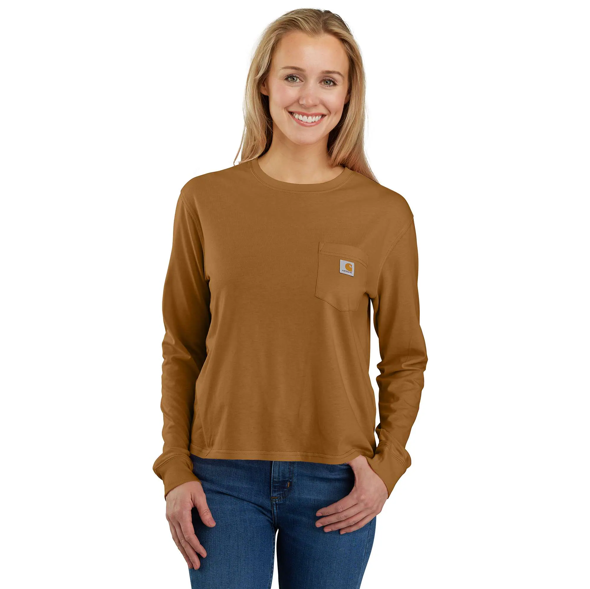 Women&#39;s TENCEL&#8482; Fiber Series Loose Fit Long&#45;Sleeve Crewneck Pocket T&#45;Shirt-Carhartt