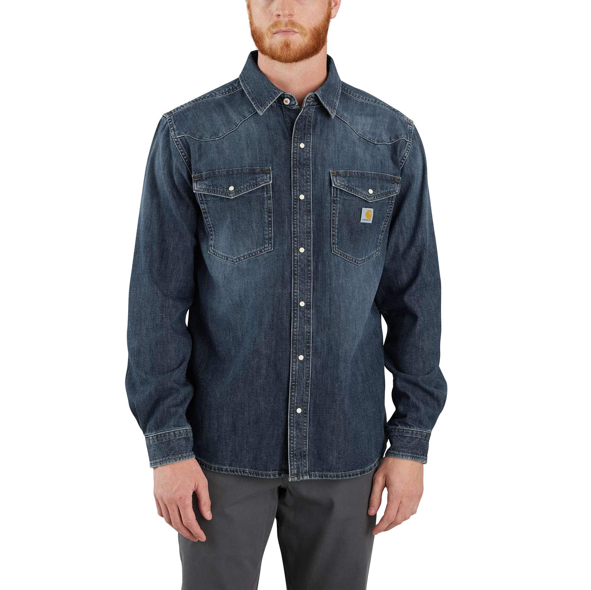 Montana Relaxed Fit Midweight Denim Long&#45;Sleeve Snap Front Shirt-Carhartt