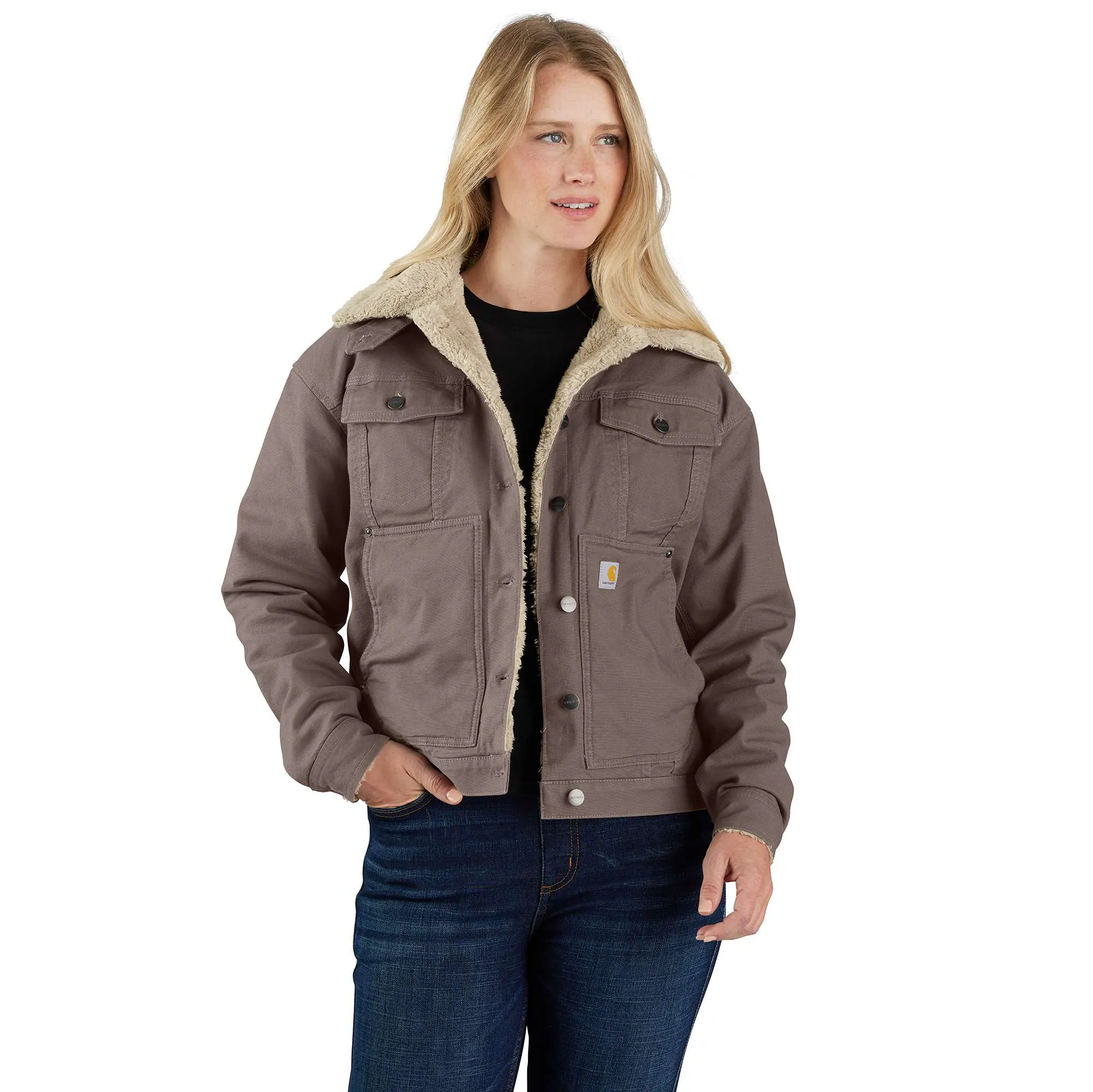 Women&#39;s Rugged Flex&#174; Loose Fit Canvas Sherpa&#45;Lined Jacket &#45; 2 Warmer Rating-Carhartt