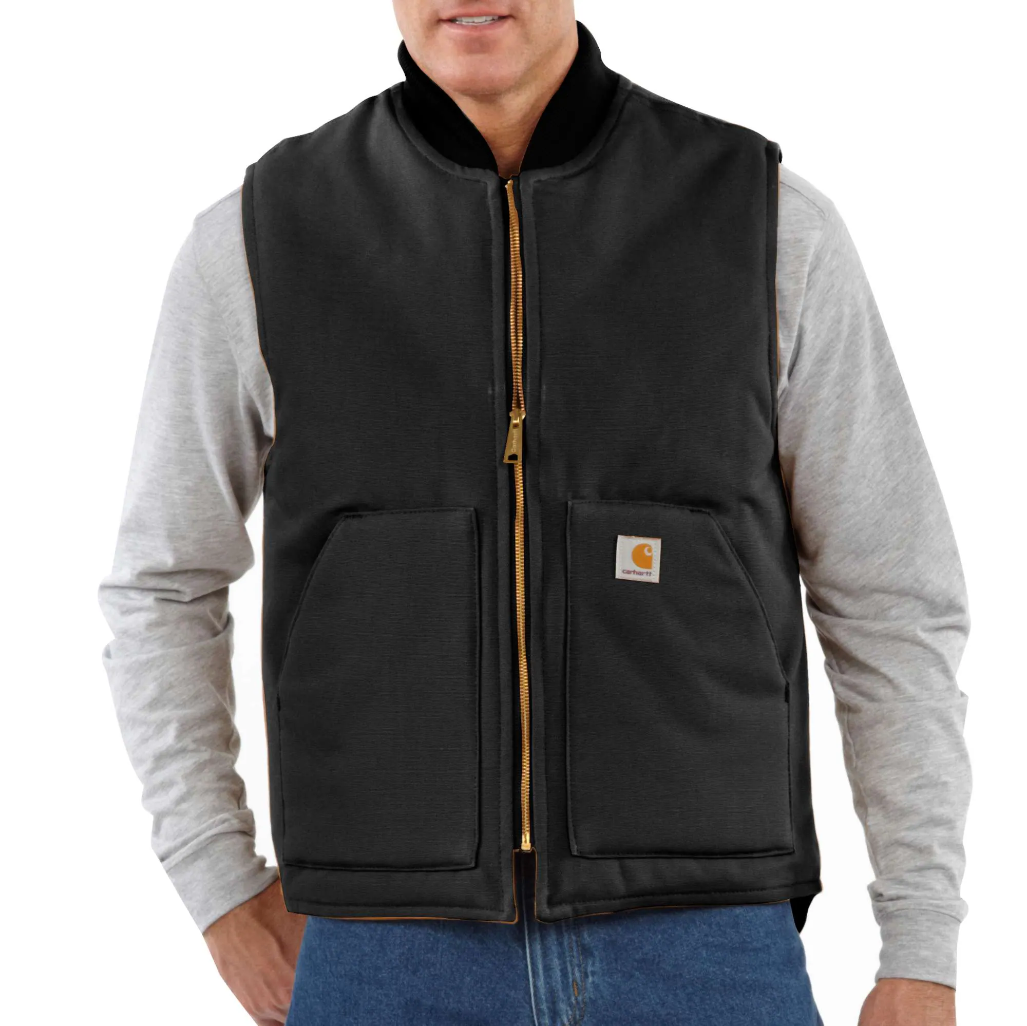 Relaxed Fit Firm Duck Insulated Rib Collar Vest-Carhartt