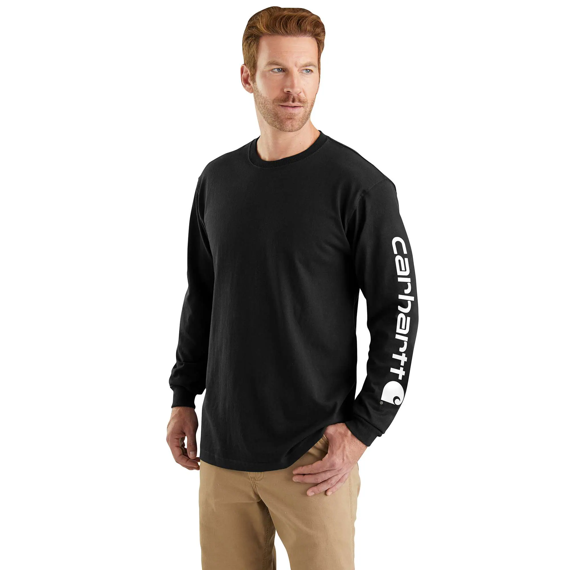 Loose Fit Heavyweight Long-Sleeve Logo Sleeve Graphic T-Shirt-Carhartt