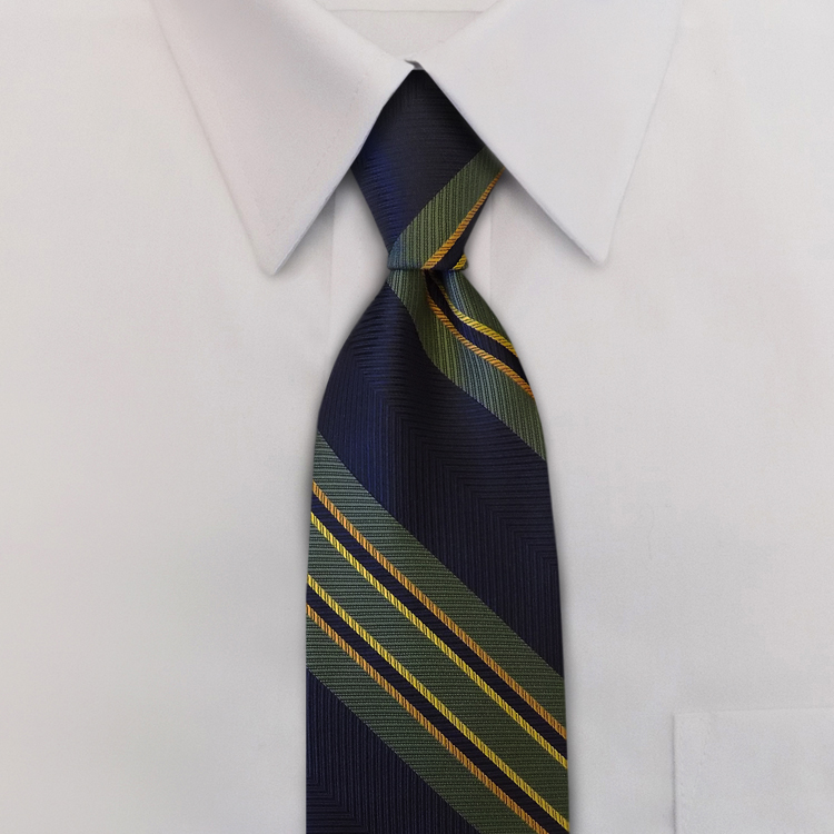 Billings Stripe #WA1 Navy/Olive/GoldClip-On Necktie-Samuel Broome