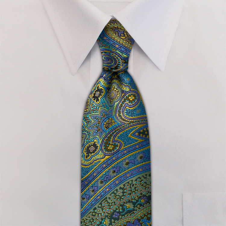 Ashbury Paisley #SC1 Moon GoldFour-In-Hand Necktie-SB