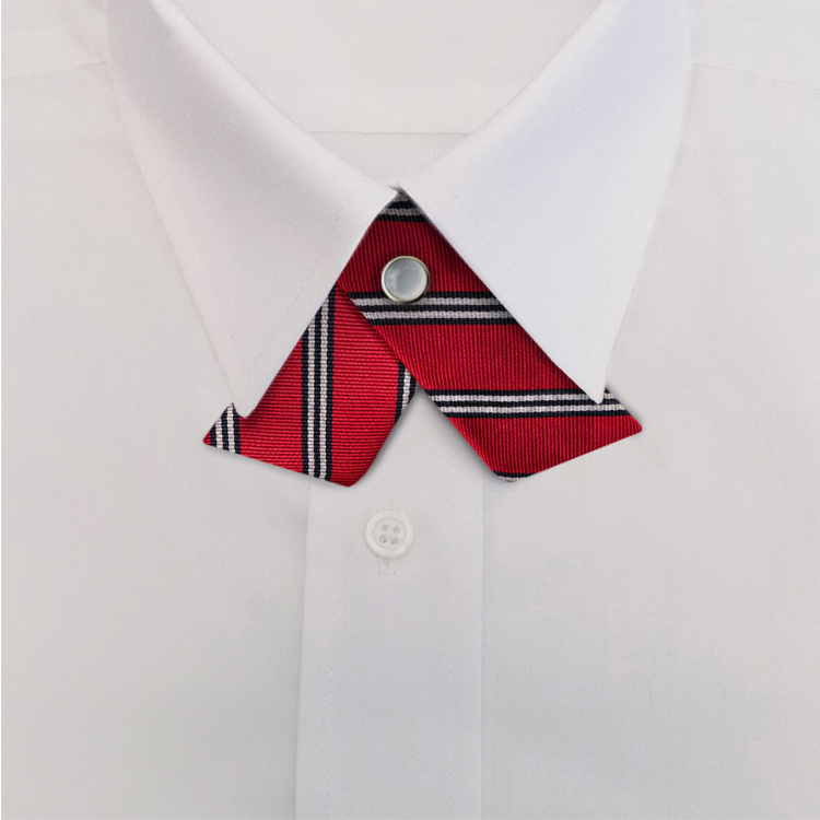 Red/Navy/WhiteStripe #393Crossover Tie with Pearl Snap-SB