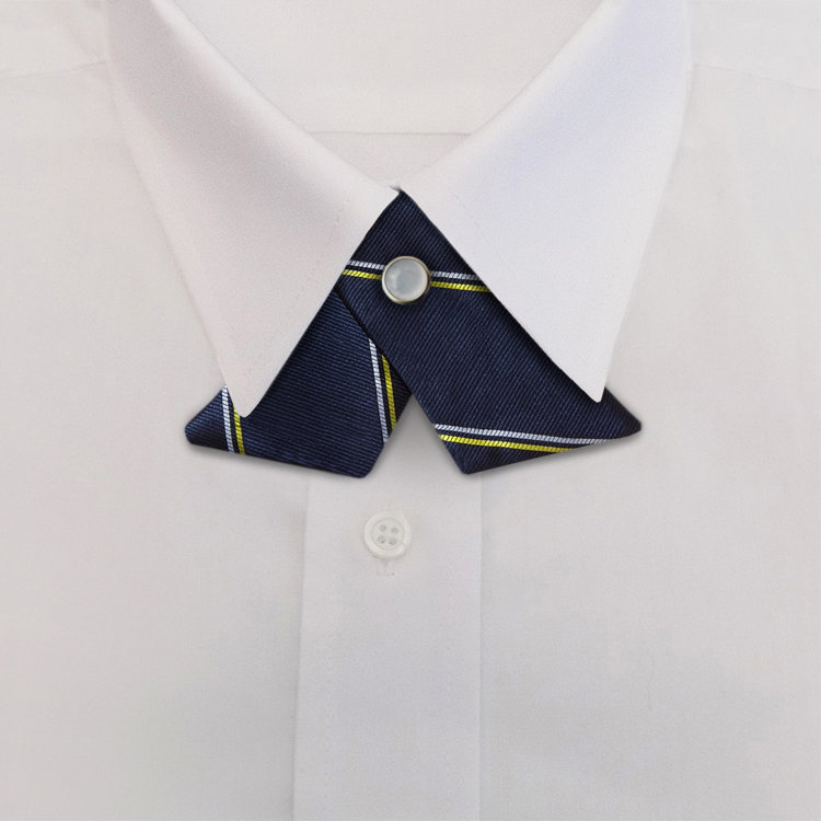Navy/Gold/White Stripe #394Crossover Tie with Pearl Snap-SB