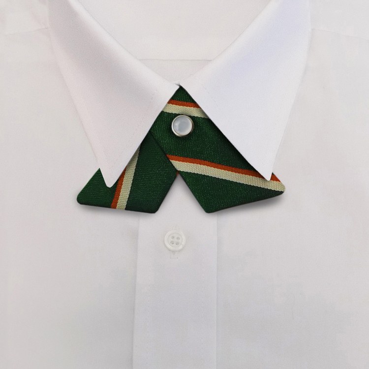 Green/Tan/Rust Stripe #396Crossover Tie with Pearl Snap-SB