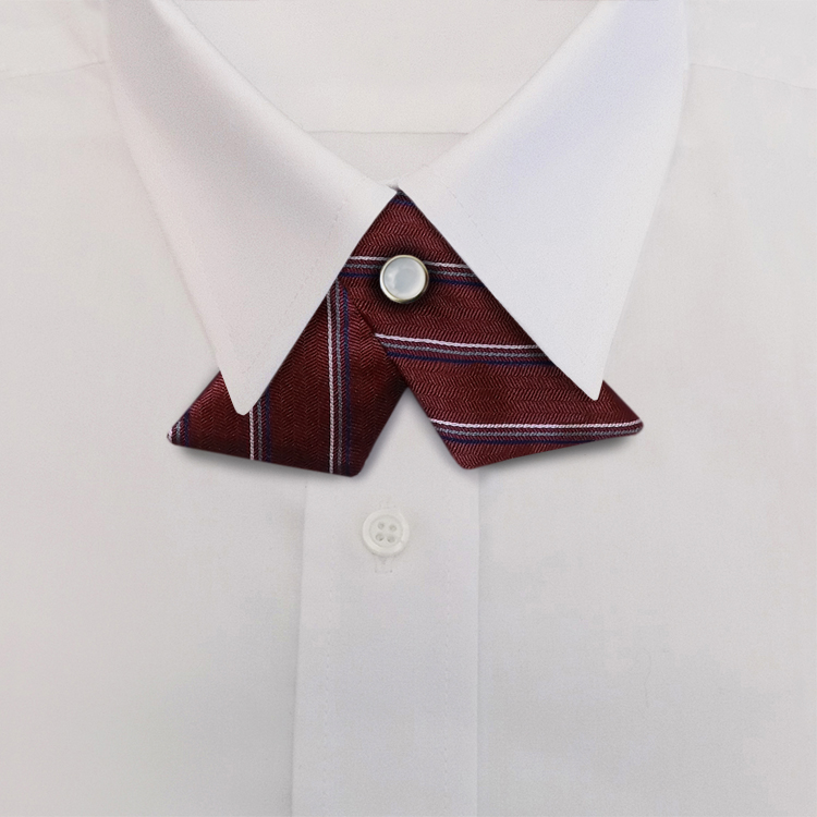 Burgundy/Grey Stripe #614Crossover Tie with Pearl Snap-SB