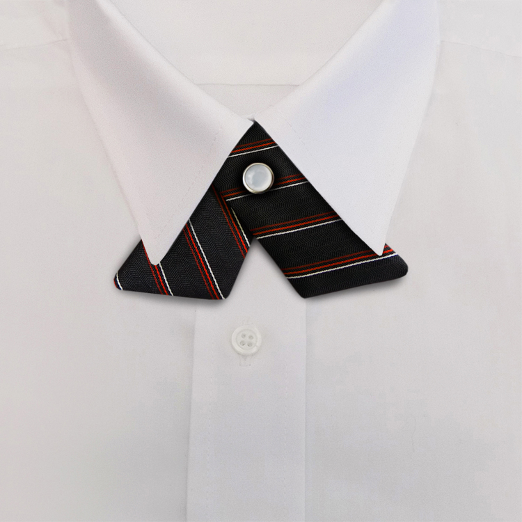 Black/Red Stripe #617Crossover Tie with Pearl Snap-SB