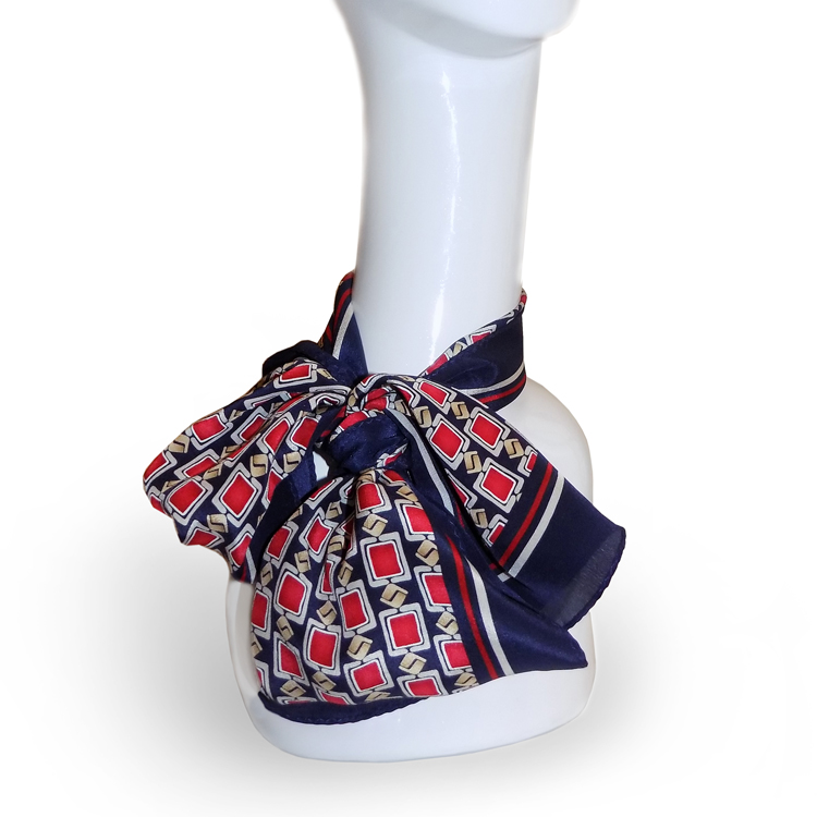 Lara Navy 10"x54" Oblong Hemmed Silk Scarf-Samuel Broome