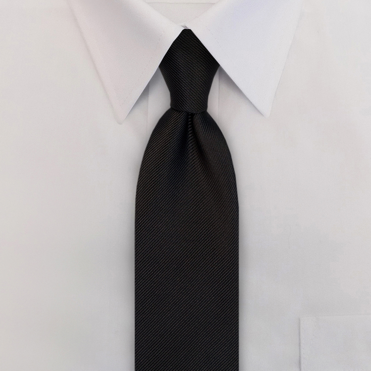 Black Solid TwillClip-On Necktie-SB