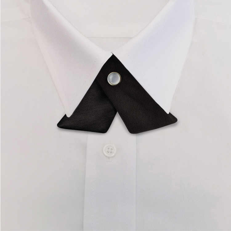 Black Solid TwillCrossover with Pearl Pin-SB