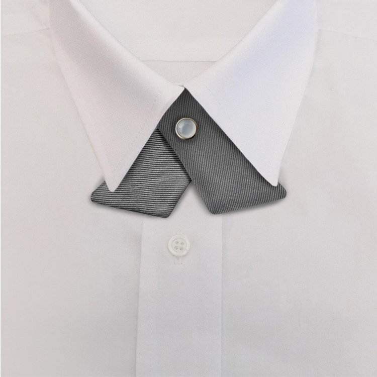 Grey Solid TwillCrossover with Pearl Pin-SB