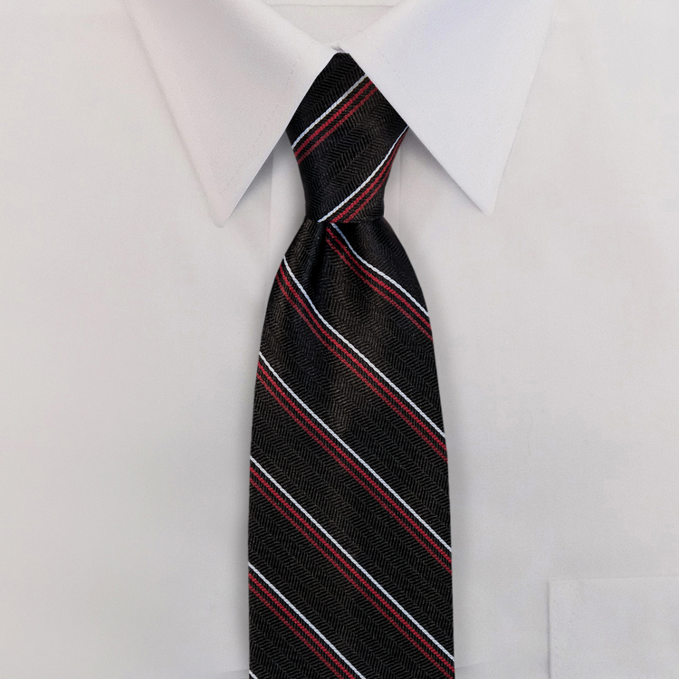 Black/Red Stripe #617Clip-On Necktie-SB
