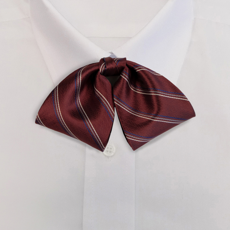 Burgundy/Grey Stripe #614Tab Bow on Adjustable Band-SB
