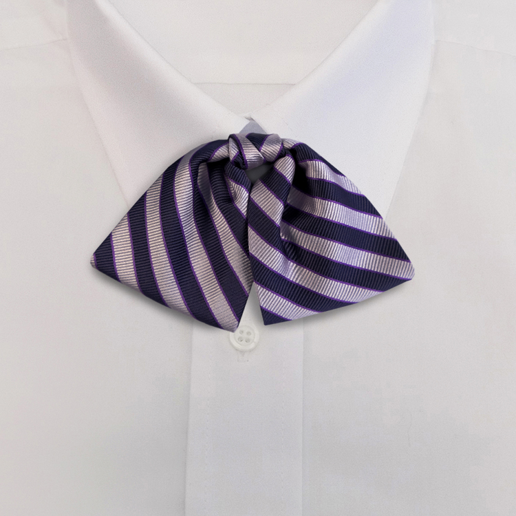 Navy/Lavender Stripe #624Tab Bow on Adjustable Band-SB
