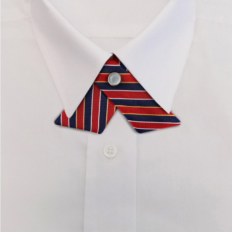 Navy/Red Stripe #621Crossover Tie with Pearl Snap-SB