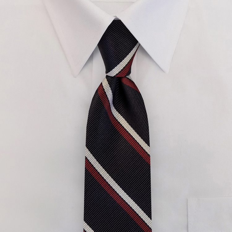 Navy/White/Burgundy Stripe #395Four-In-Hand Necktie-SB