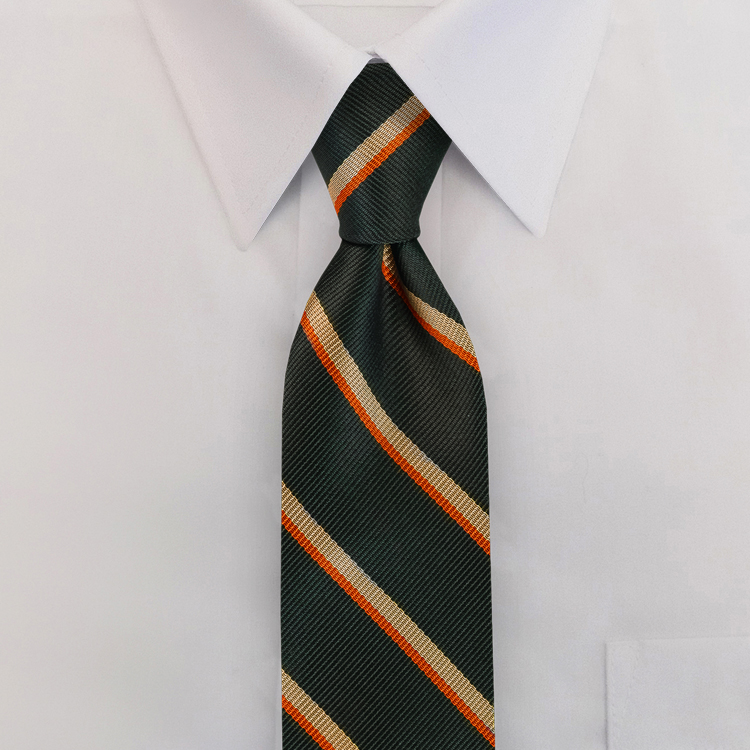 Green/Tan/Rust Stripe #396Clip-On Necktie-SB