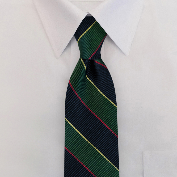 Navy/Green/Gold Stripe #397Clip-On Necktie-SB