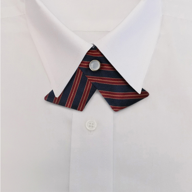 Navy/Burgundy/Tan Stripe #391Crossover Tie with Pearl Snap-SB