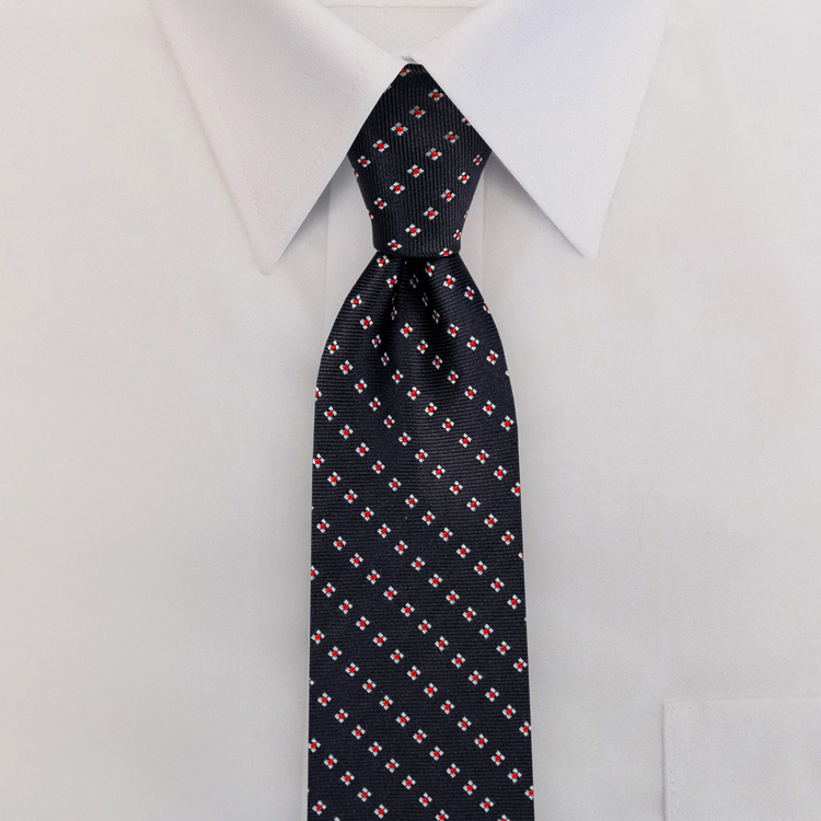 Navy/Red Woven Neat #415Clip-On Necktie-SB