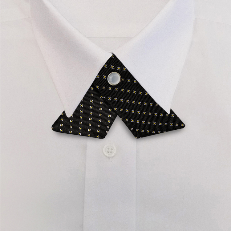 Black/Gold Woven Neat #413Crossover Tie with Pearl Snap-SB