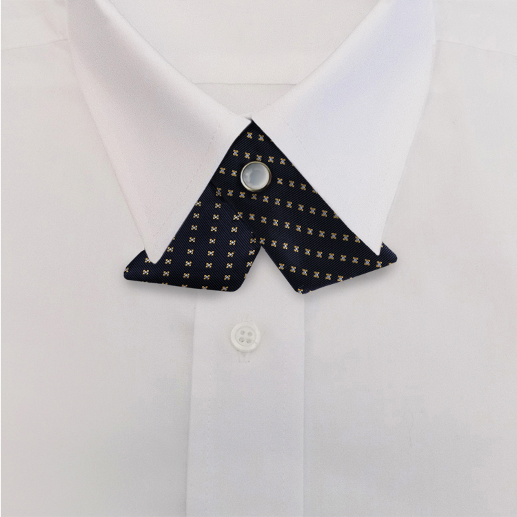 Navy/Gold Woven Neat #417Crossover Tie with Pearl Snap-Samuel Broome