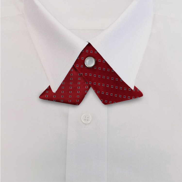 Red Woven Neat #418Crossover Tie with Pearl Snap-SB